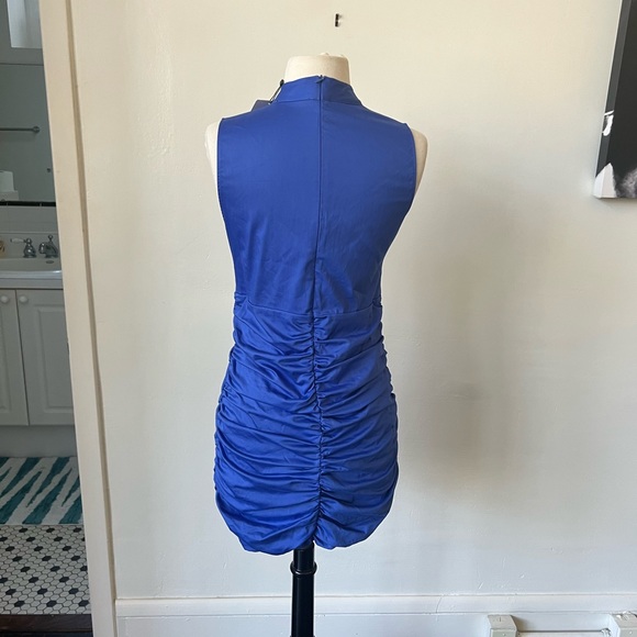 NWT Zara Blue Mock Neck Mini Dress Size Medium - Picture 6 of 9